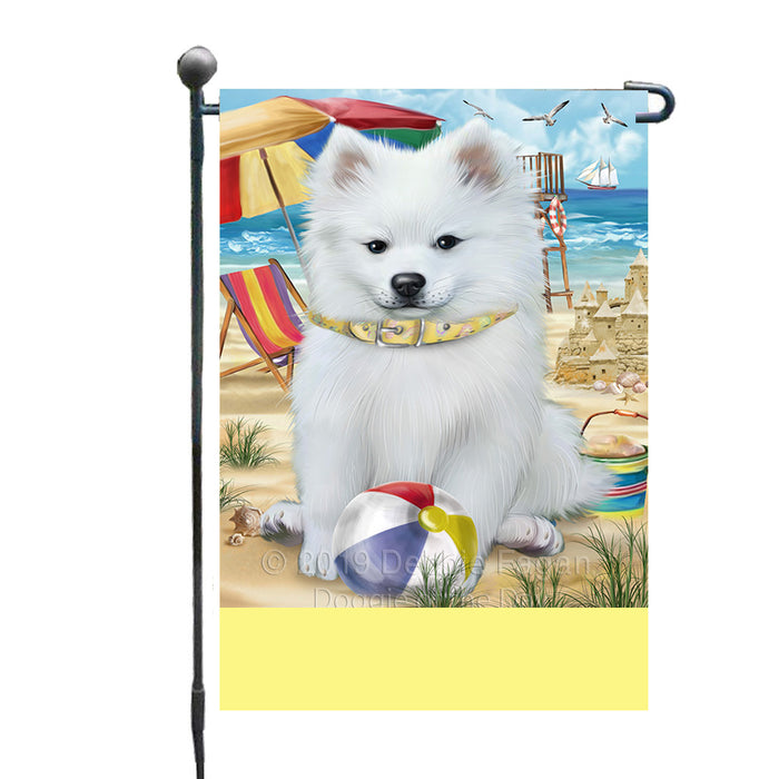 Personalized Pet Friendly Beach American Eskimo Dog Custom Garden Flags GFLG-DOTD-A58242