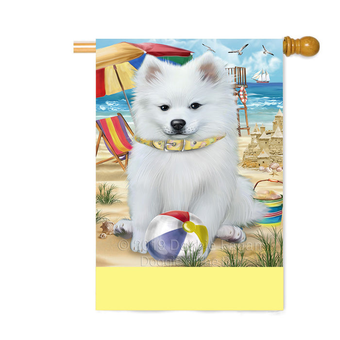 Personalized Pet Friendly Beach American Eskimo Dog Custom House Flag FLG-DOTD-A58298