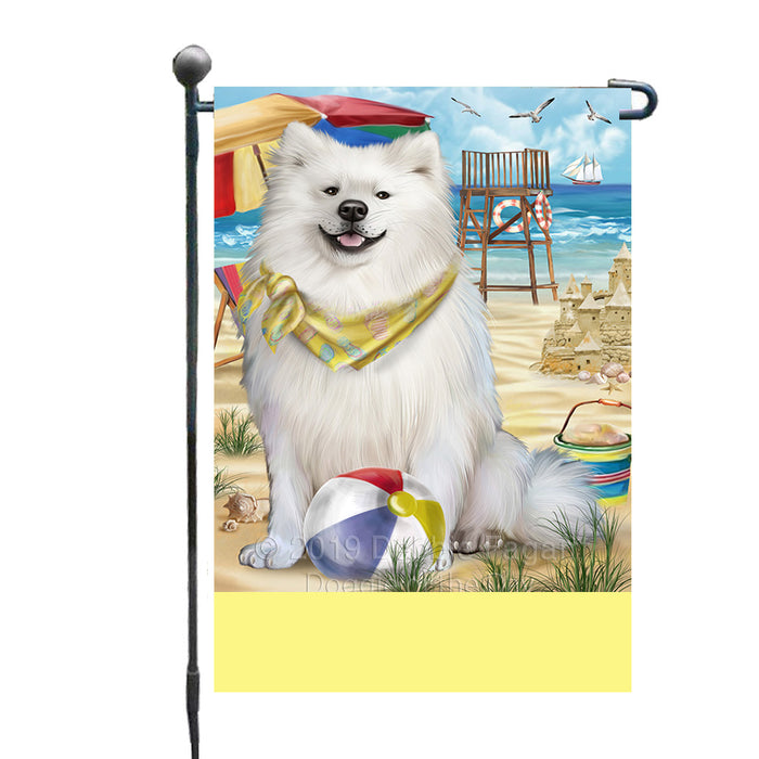 Personalized Pet Friendly Beach American Eskimo Dog Custom Garden Flags GFLG-DOTD-A58243