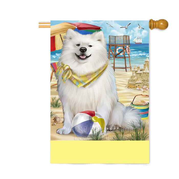 Personalized Pet Friendly Beach American Eskimo Dog Custom House Flag FLG-DOTD-A58299