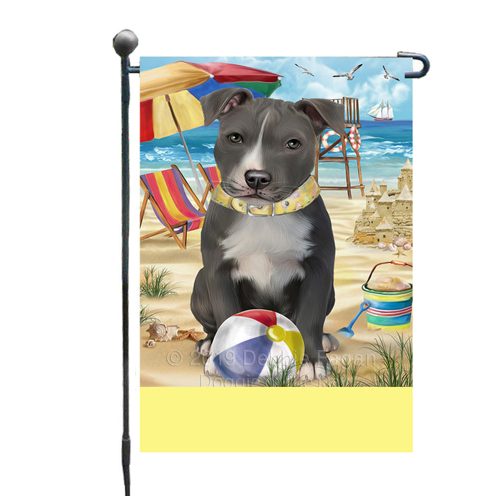 Personalized Pet Friendly Beach American Staffordshire Dog Custom Garden Flags GFLG-DOTD-A58245