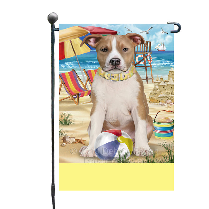 Personalized Pet Friendly Beach American Staffordshire Dog Custom Garden Flags GFLG-DOTD-A58246