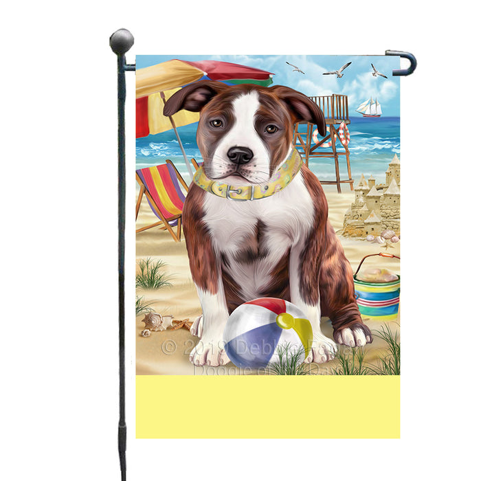 Personalized Pet Friendly Beach American Staffordshire Dog Custom Garden Flags GFLG-DOTD-A58248