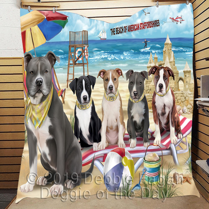 Pet Friendly Beach American Staffordshire Dogs Quilt
