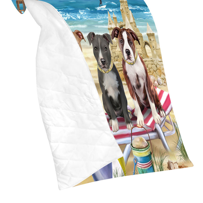 Pet Friendly Beach American Staffordshire Dogs Quilt