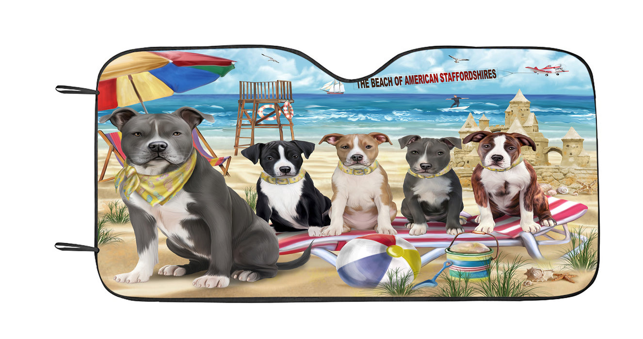 Pet Friendly Beach American Staffordshire Dogs Car Sun Shade