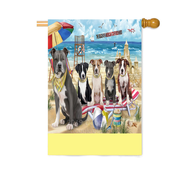 Personalized Pet Friendly Beach American Staffordshire Dogs Custom House Flag FLG-DOTD-A58300