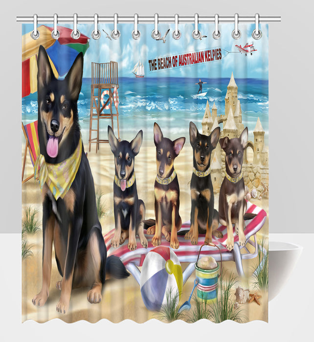 Pet Friendly Beach Australian Kelpie Dogs Shower Curtain