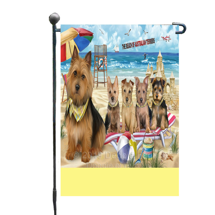 Personalized Pet Friendly Beach Australian Terrier Dogs Custom Garden Flags GFLG-DOTD-A58253