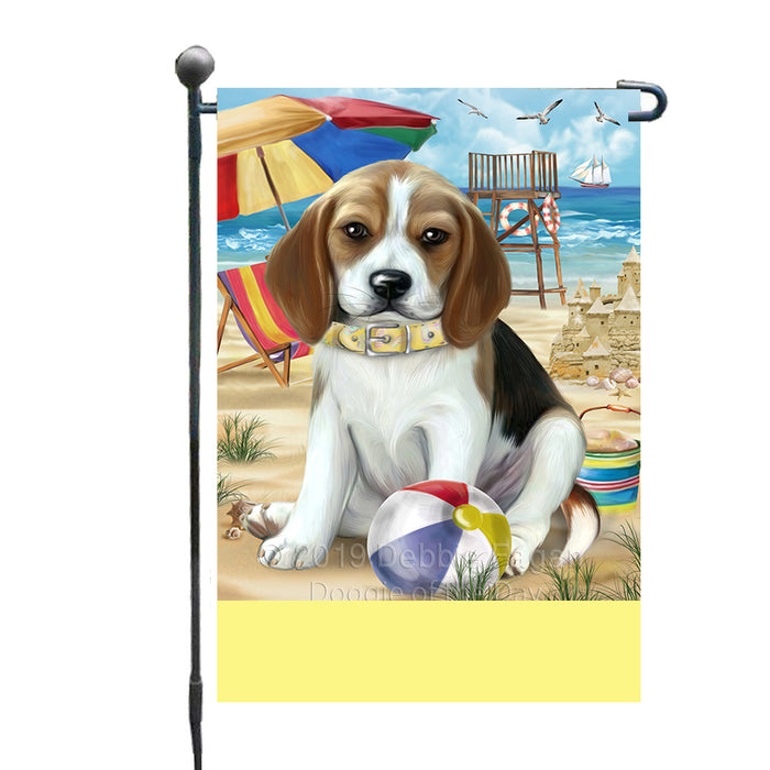 Personalized Pet Friendly Beach Beagle Dog Custom Garden Flags GFLG-DOTD-A58258