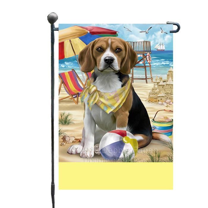 Personalized Pet Friendly Beach Beagle Dog Custom Garden Flags GFLG-DOTD-A58259
