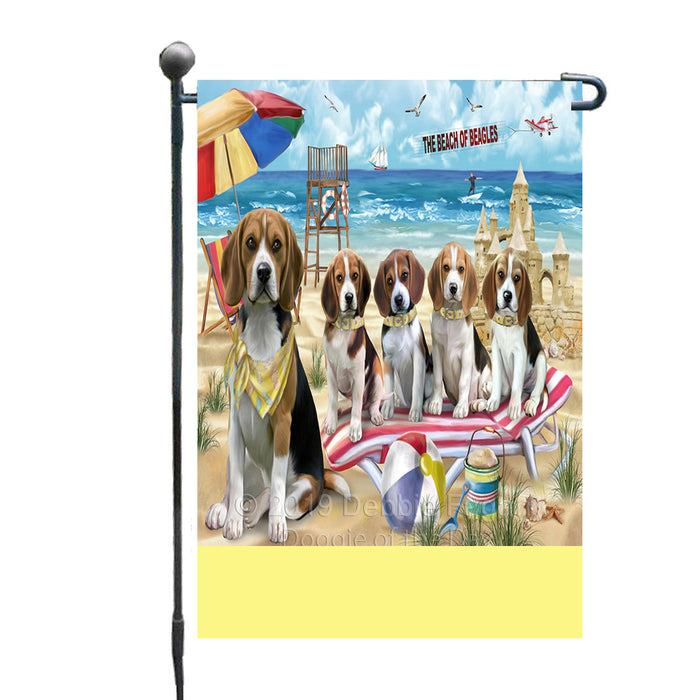 Personalized Pet Friendly Beach Beagle Dogs Custom Garden Flags GFLG-DOTD-A58257