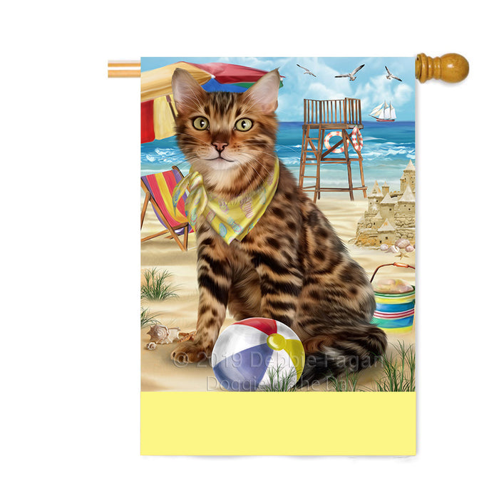 Personalized Pet Friendly Beach Bengal Cat Custom House Flag FLG-DOTD-A58320