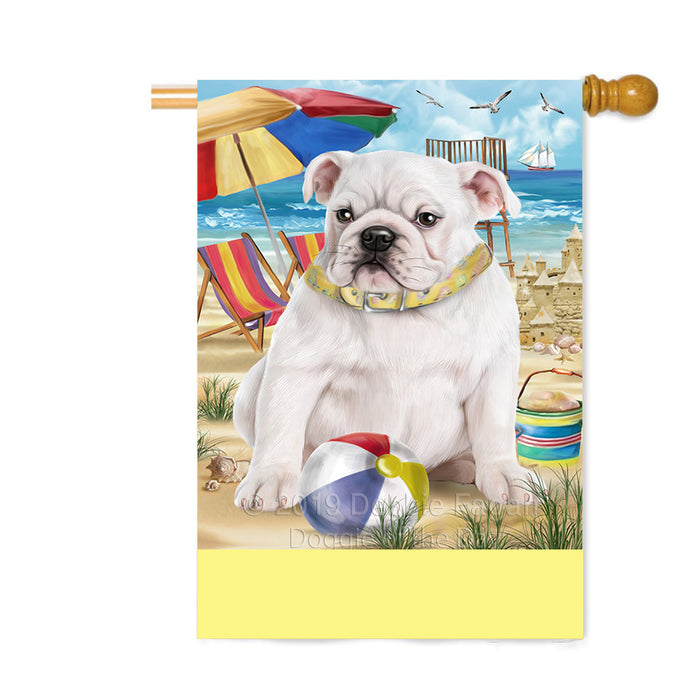 Personalized Pet Friendly Beach Bulldog Custom House Flag FLG-DOTD-A58343