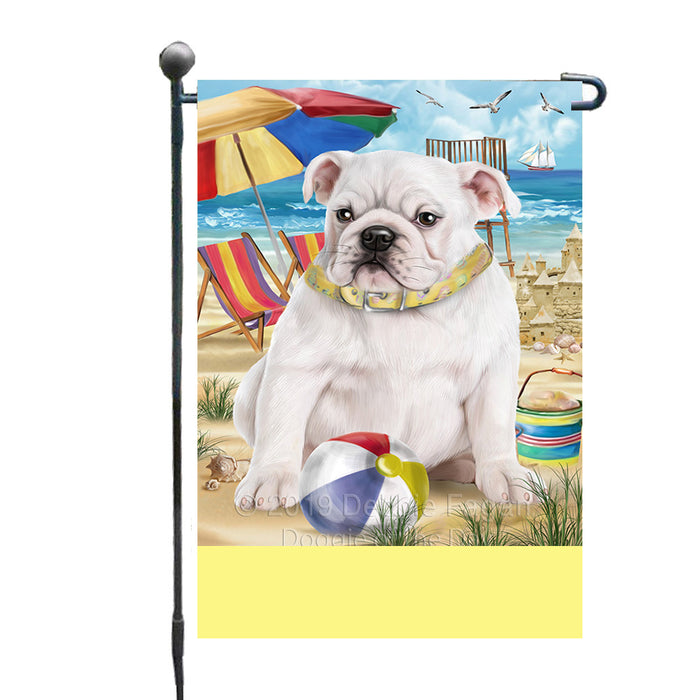Personalized Pet Friendly Beach Bulldog Custom Garden Flags GFLG-DOTD-A58287