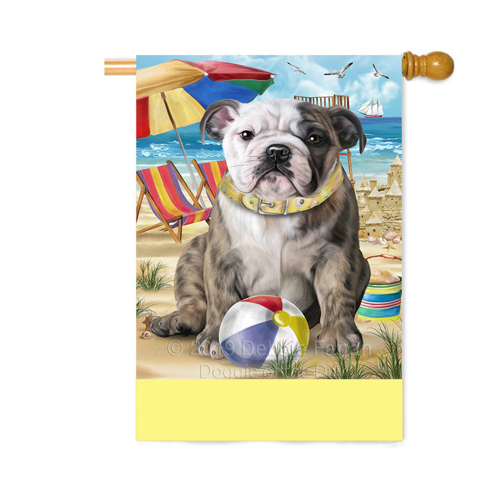 Personalized Pet Friendly Beach Bulldog Custom House Flag FLG-DOTD-A58345