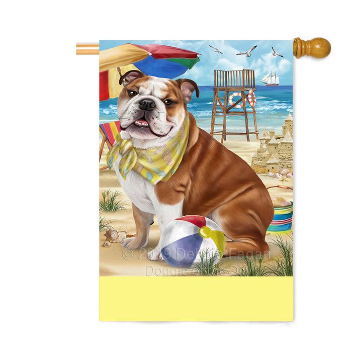 Personalized Pet Friendly Beach Bulldog Custom House Flag FLG-DOTD-A58346