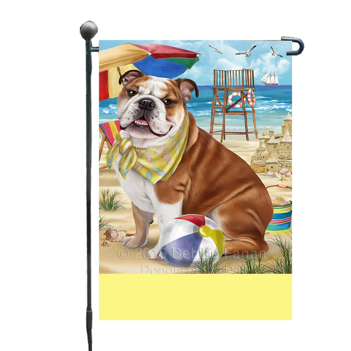 Personalized Pet Friendly Beach Bulldog Custom Garden Flags GFLG-DOTD-A58290