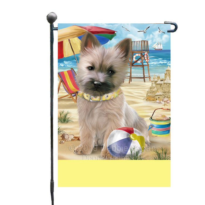 Personalized Pet Friendly Beach Cairn Terrier Dog Custom Garden Flags GFLG-DOTD-A58296