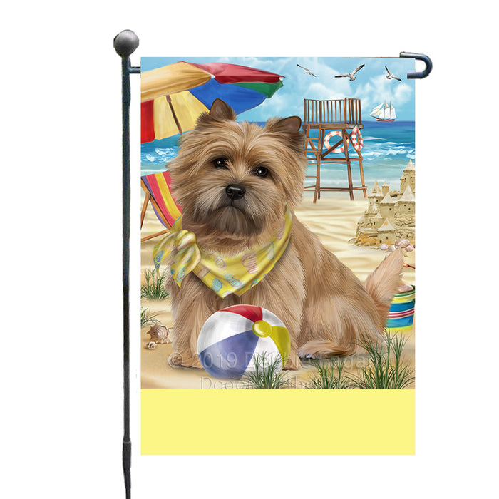 Personalized Pet Friendly Beach Cairn Terrier Dog Custom Garden Flags GFLG-DOTD-A58299