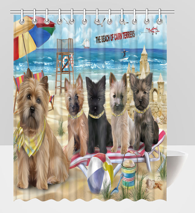 Pet Friendly Beach Cairn Terrier Dogs Shower Curtain