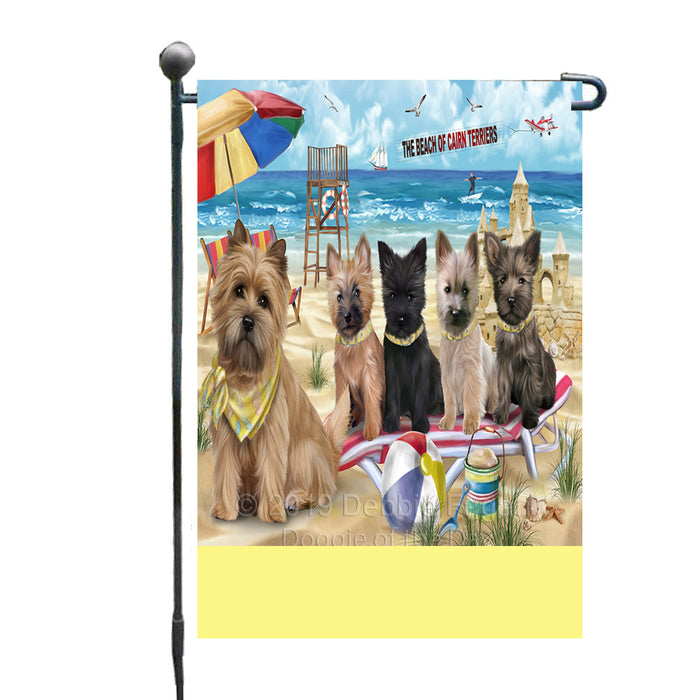 Personalized Pet Friendly Beach Cairn Terrier Dogs Custom Garden Flags GFLG-DOTD-A58294