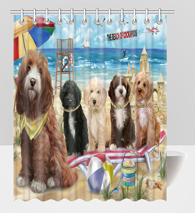 Pet Friendly Beach Cockapoo Dogs Shower Curtain