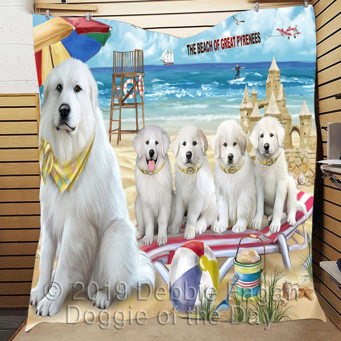 Pet Friendly Beach Great Pyrenee Dogs Quilt