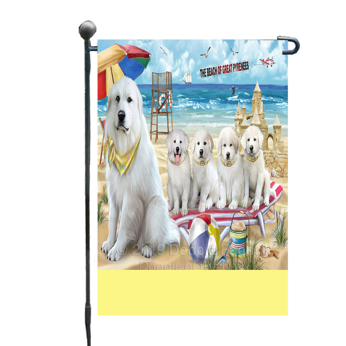 Personalized Pet Friendly Beach Great Pyrenee Dogs Custom Garden Flags GFLG-DOTD-A58327