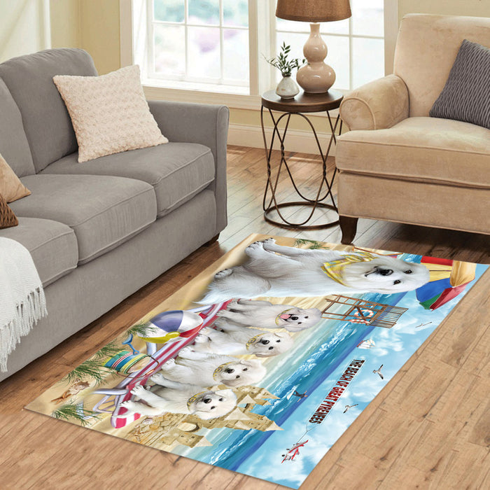 Pet Friendly Beach Great Pyrenee Dogs Area Rug