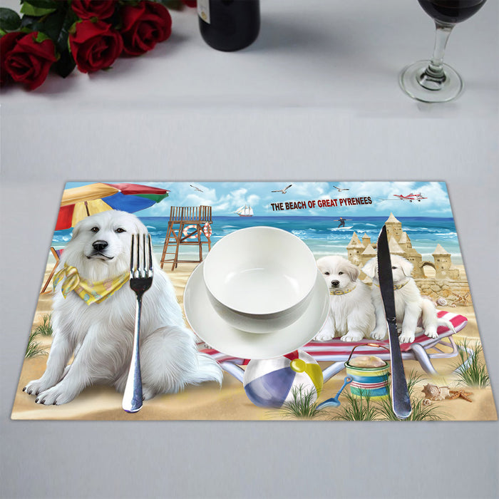 Pet Friendly Beach Great Pyrenee Dogs Placemat