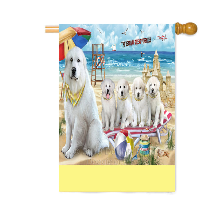 Personalized Pet Friendly Beach Great Pyrenee Dogs Custom House Flag FLG-DOTD-A58383