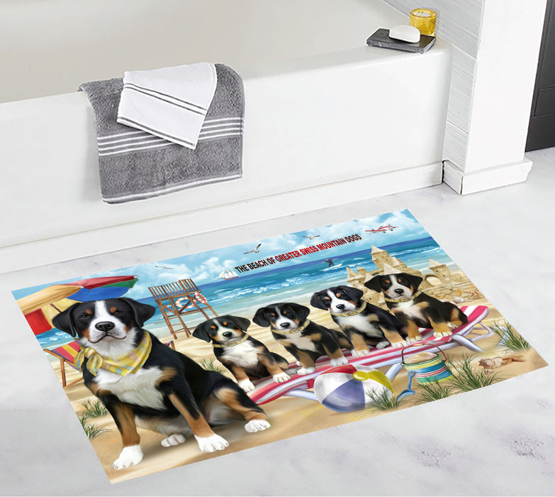 Pet Friendly Beach Greater Swiss Mountain Dogs Bath Mat