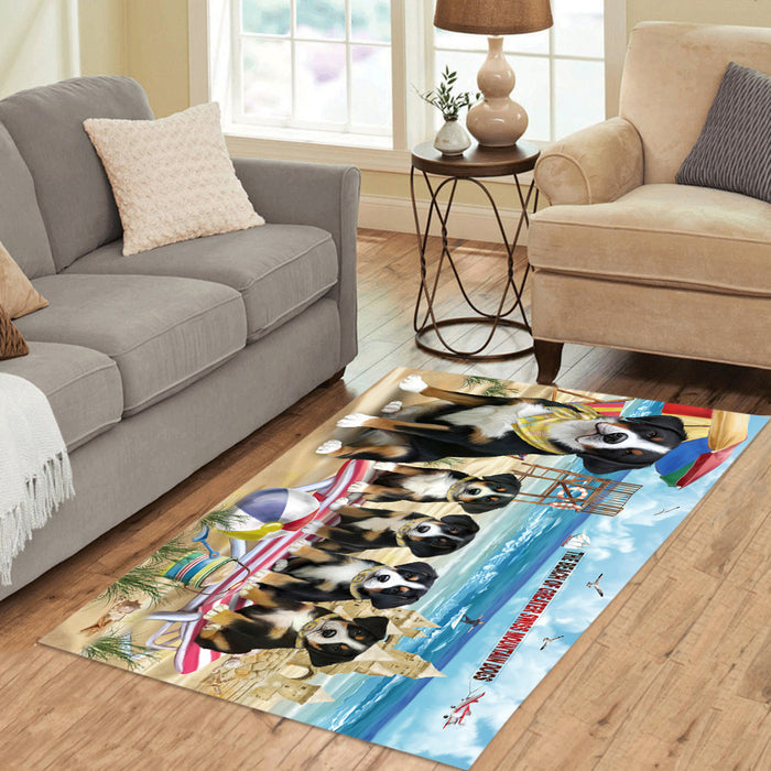 Pet Friendly Beach Greater Swiss Mountain Dogs Area Rug