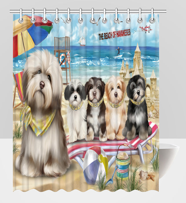 Pet Friendly Beach Havanese Dogs Shower Curtain