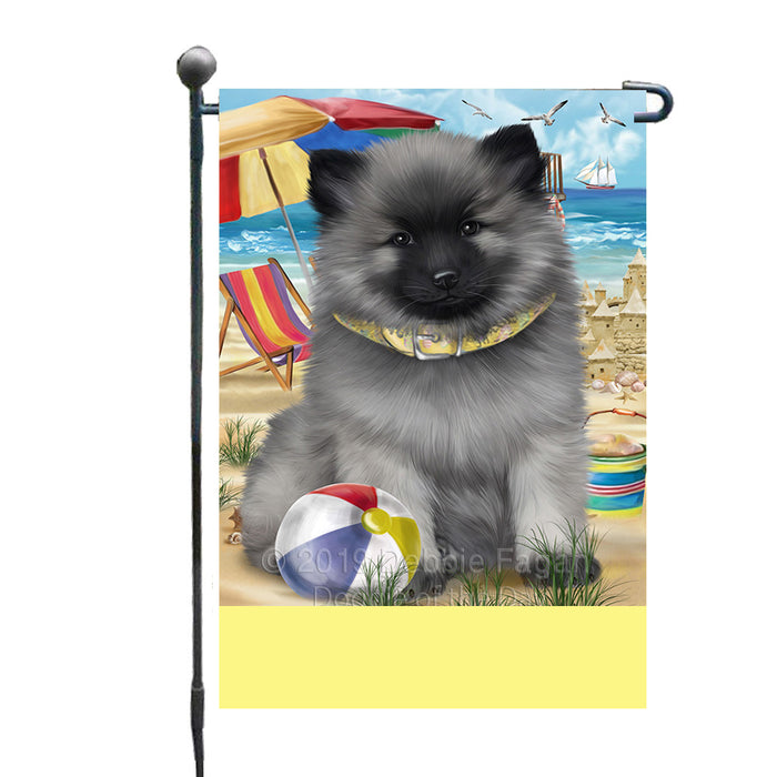 Personalized Pet Friendly Beach Keeshond Dog Custom Garden Flags GFLG-DOTD-A58339