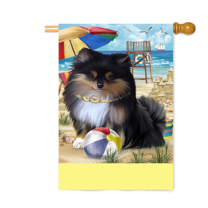 Personalized Pet Friendly Beach Pomeranian Dog Custom House Flag FLG-DOTD-A58432