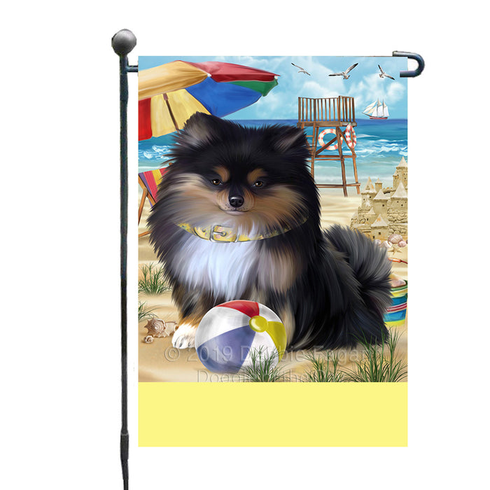 Personalized Pet Friendly Beach Pomeranian Dog Custom Garden Flags GFLG-DOTD-A58376
