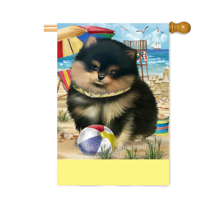 Personalized Pet Friendly Beach Pomeranian Dog Custom House Flag FLG-DOTD-A58433