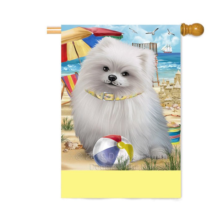 Personalized Pet Friendly Beach Pomeranian Dog Custom House Flag FLG-DOTD-A58434