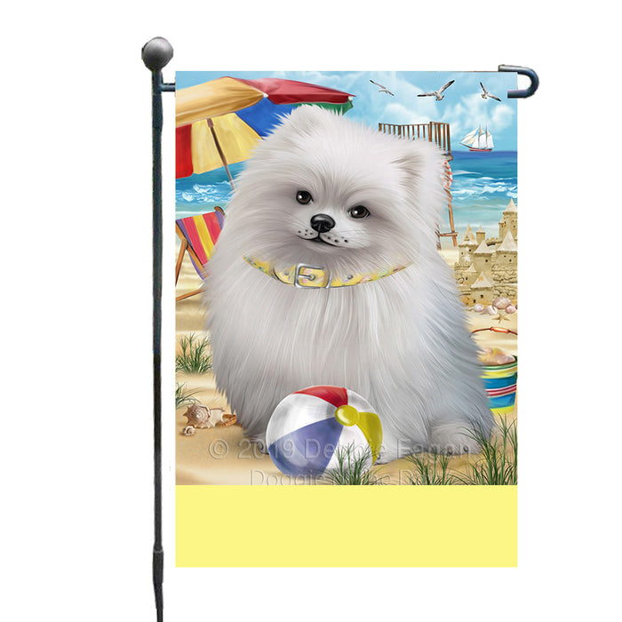 Personalized Pet Friendly Beach Pomeranian Dog Custom Garden Flags GFLG-DOTD-A58378