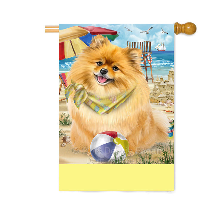 Personalized Pet Friendly Beach Pomeranian Dog Custom House Flag FLG-DOTD-A58436