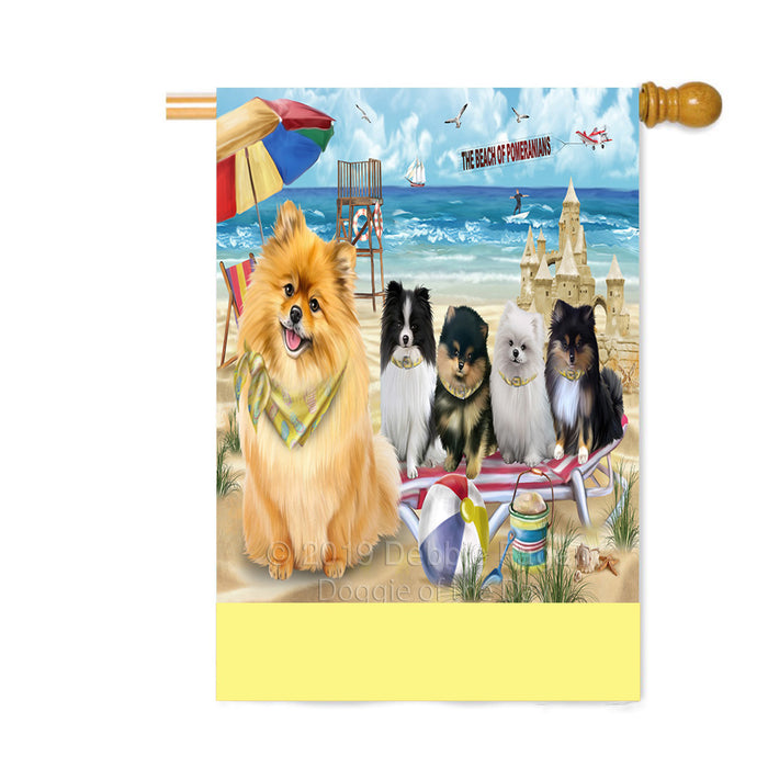 Personalized Pet Friendly Beach Pomeranian Dogs Custom House Flag FLG-DOTD-A58431