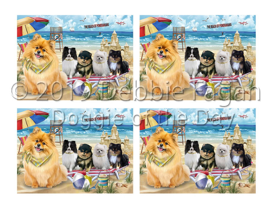 Pet Friendly Beach Pomeranian Dogs Placemat