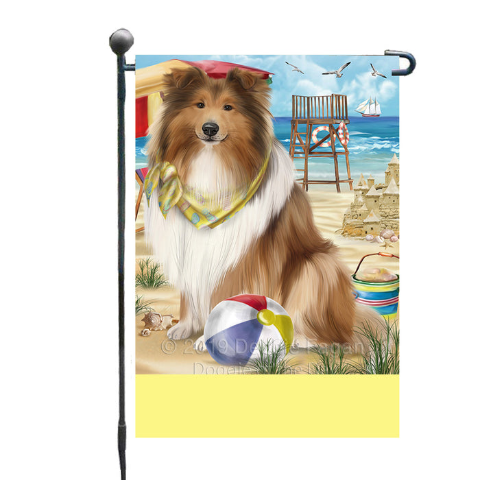 Personalized Pet Friendly Beach Rough Collie Dog Custom Garden Flags GFLG-DOTD-A58395