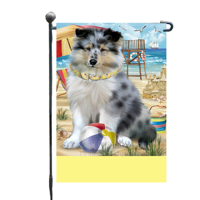 Personalized Pet Friendly Beach Rough Collie Dog Custom Garden Flags GFLG-DOTD-A58396
