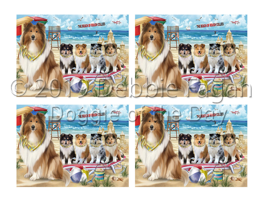 Pet Friendly Beach Rough Collie Dogs Placemat