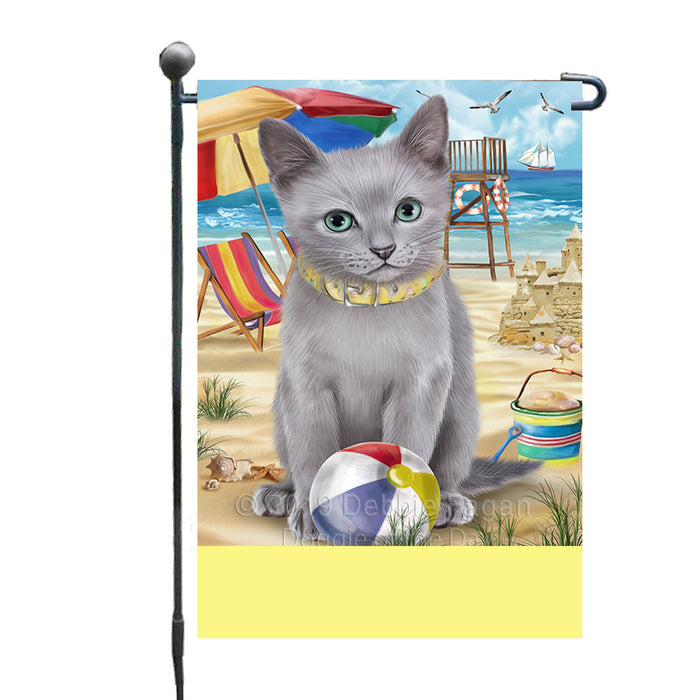 Personalized Pet Friendly Beach Russian Blue Cat Custom Garden Flags GFLG-DOTD-A58400