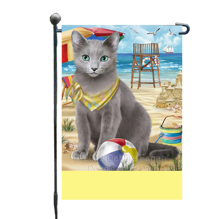 Personalized Pet Friendly Beach Russian Blue Cat Custom Garden Flags GFLG-DOTD-A58401