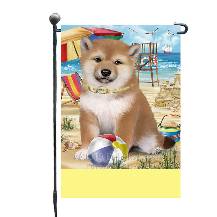 Personalized Pet Friendly Beach Shiba Inu Dog Custom Garden Flags GFLG-DOTD-A58418